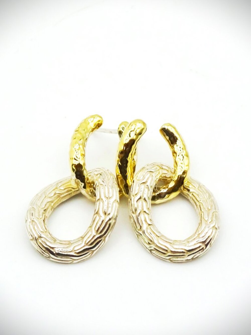 JOHN HARDY Chain Collection Sterling Silver 18K Yellow Gold Earrings